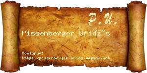 Pissenberger Uriás névjegykártya